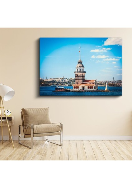 Kız Kulesi - Mavi Gökyüzü Altında Kanvas Tablo