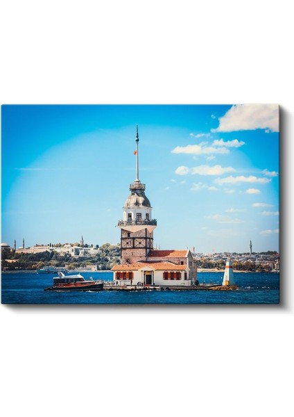 Kız Kulesi - Mavi Gökyüzü Altında Kanvas Tablo fiyatları