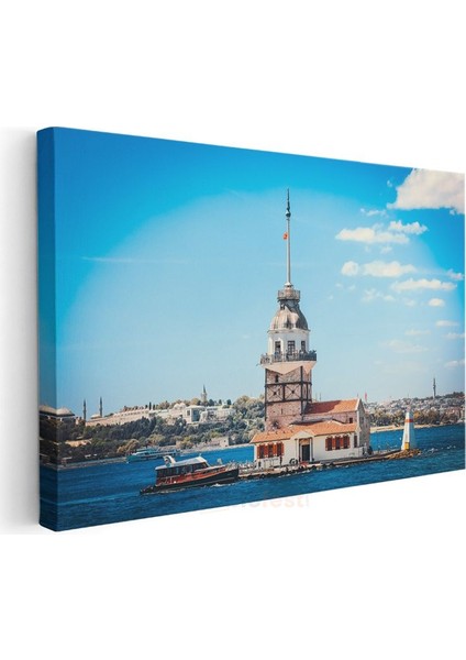 Kız Kulesi - Mavi Gökyüzü Altında Kanvas Tablo modelleri