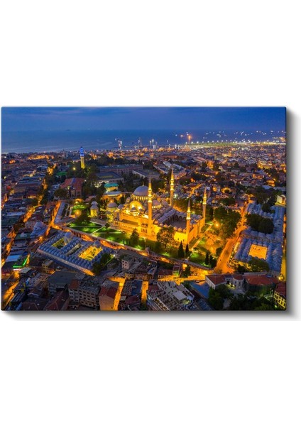 Sultanahmet Camii - Havadan Gece Görünümü Kanvas Tablo fiyatları