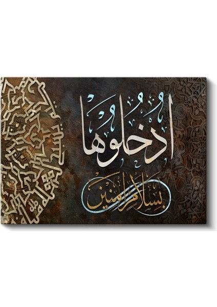 Geometrik Desenli Hat - Selam ve Barış Mesajı Kanvas Tablo fiyatları