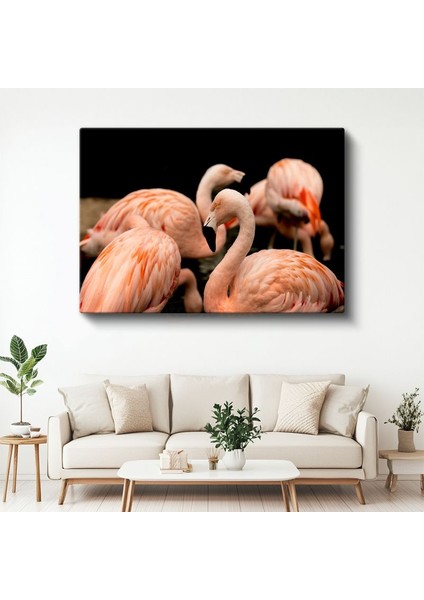 Pembe Flamingolar - Zarif Duruş Kanvas Tablo