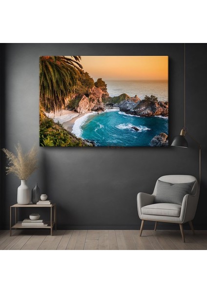 Tropikal Koy - Turkuaz Sular ve Kayalıklar Kanvas Tablo