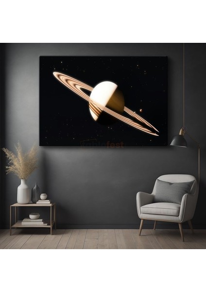 Satürn'ün Halkaları - Uzayın Derinliklerinden Göz Alıcı Gezegen Kanvas Tablo