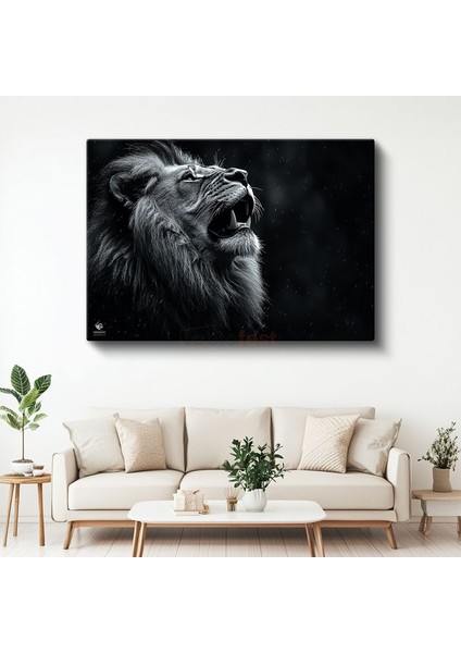 Kükreyen Aslan - Vahşi Doğanın Sesi Kanvas Tablo