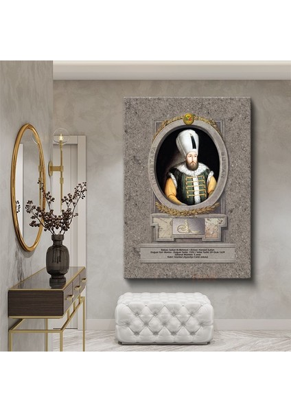 Osmanlı Padişahları - Sultan Iıı. Mehmed Han Portresi Kanvas Tablo