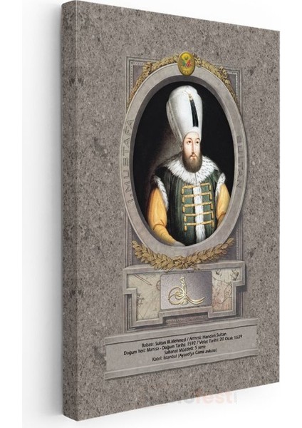 Osmanlı Padişahları - Sultan Iıı. Mehmed Han Portresi Kanvas Tablo modelleri