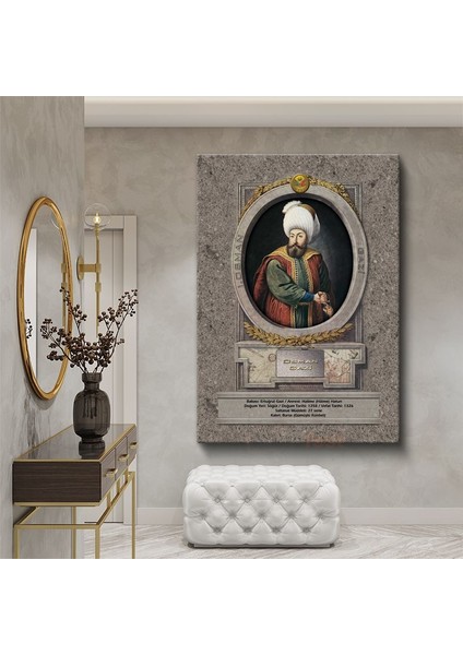 Osmanlı Padişahları - Osman Gazi Portresi Kanvas Tablo