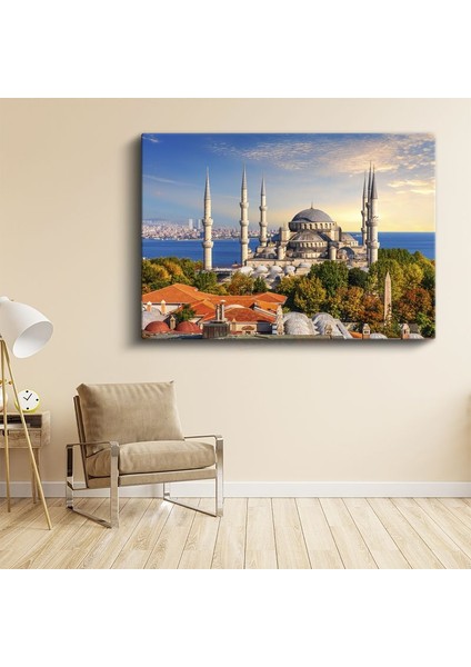 Mavi Cami - Sonbahar Renkleriyle Istanbul Kanvas Tablo