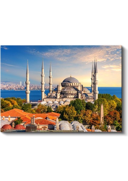 Mavi Cami - Sonbahar Renkleriyle Istanbul Kanvas Tablo fiyatları