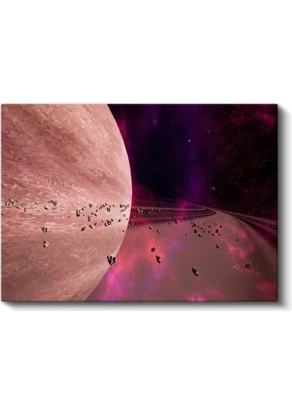 Gezegen Yörüngesi - Pembe Tonlarda Kozmik Manzara Kanvas Tablo fiyatları