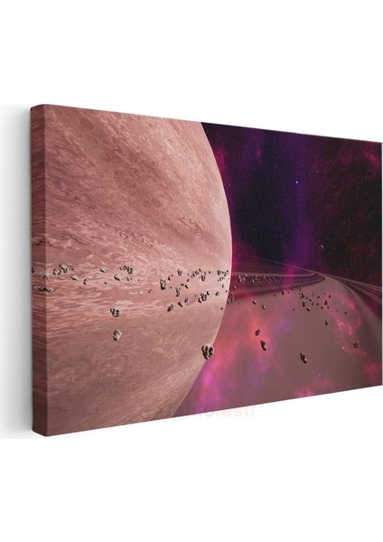Gezegen Yörüngesi - Pembe Tonlarda Kozmik Manzara Kanvas Tablo modelleri