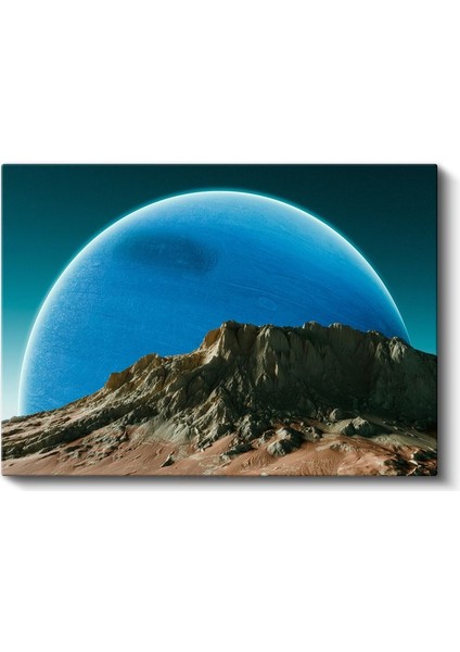 Kozmik Manzara - Dağlar ve Mavi Gezegen Kanvas Tablo fiyatları