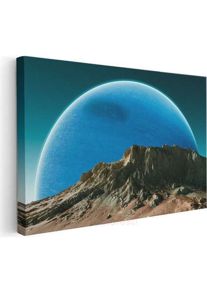 Kozmik Manzara - Dağlar ve Mavi Gezegen Kanvas Tablo modelleri