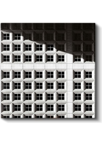 Minimalist Cephe - Siyah Beyaz Pencere Desenleri Kanvas Tablo fiyatları