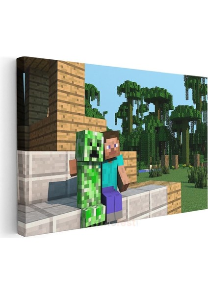 Minecraft - Steve ve Creeper Dostluğu Kanvas Tablo modelleri