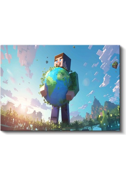 Minecraft - Dünyayı Tutan Steve Kanvas Tablo fiyatları