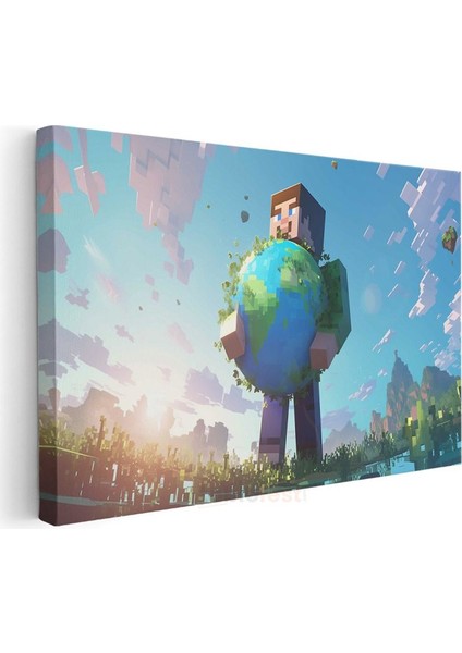 Minecraft - Dünyayı Tutan Steve Kanvas Tablo modelleri