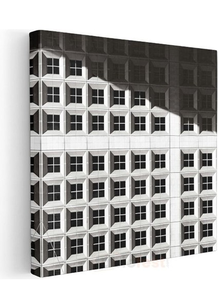 Minimalist Cephe - Siyah Beyaz Pencere Desenleri Kanvas Tablo modelleri