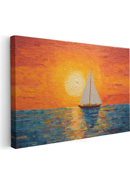 Yelkenli Tekne - Parlak Güneş Işığında Sakin Deniz Kanvas Tablo modelleri