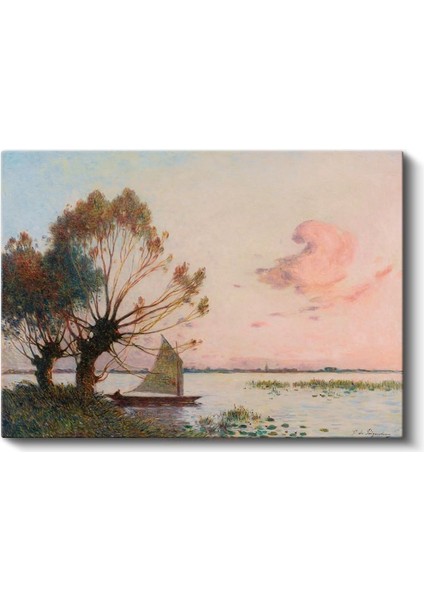 Ferdinand Du Puigaudeau - Gün Batımında Göl Manzarası Kanvas Tablo fiyatları