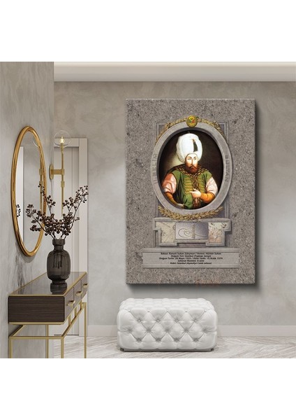 Osmanlı Padişahları - Kanuni Sultan Süleyman Portresi Kanvas Tablo