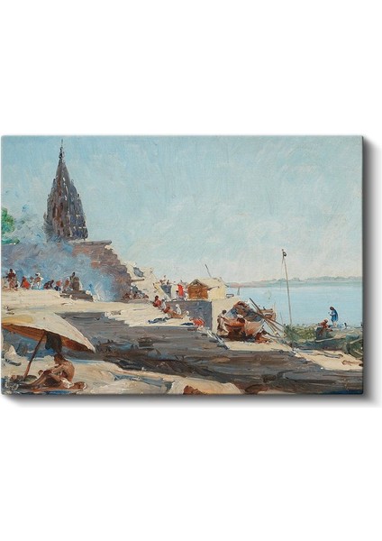 Edwin Lord Weeks - Ganj Nehri Kıyısı Kanvas Tablo fiyatları