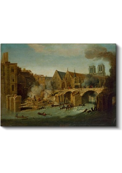 Hubert Robert - Notre Dame ve Seine Nehri Kanvas Tablo fiyatları