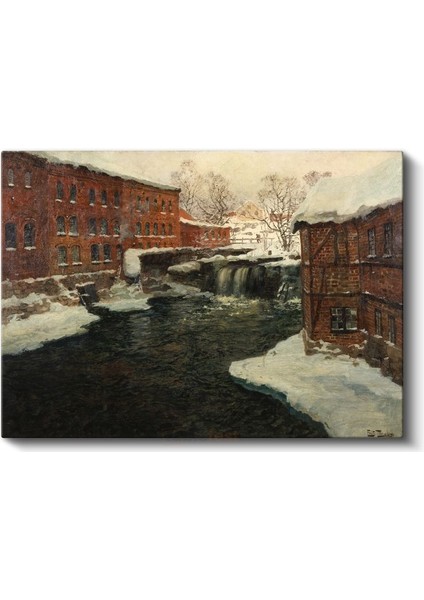 Frits Thaulow - Kış Manzarası Kanvas Tablo fiyatları