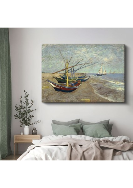 Vincent Van Gogh - Saintes-Maries'deki Plajda Balıkçı Tekneleri Kanvas Tablo