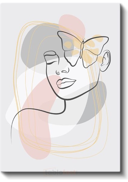 Kelebek Dokunuş - Tek Çizgi Portre Soyut Tasarım Kanvas Tablo fiyatları