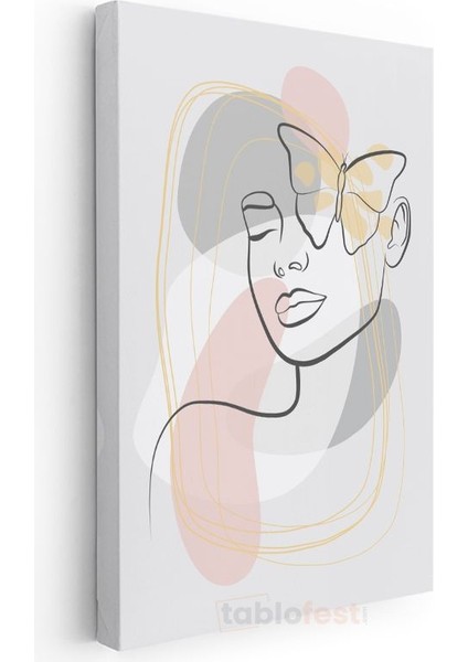 Kelebek Dokunuş - Tek Çizgi Portre Soyut Tasarım Kanvas Tablo modelleri