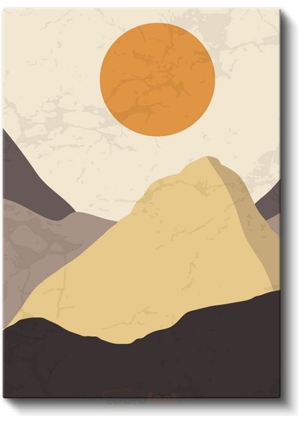 Çöl Güneşi - Sıcak Tonlarda Geometrik Dağ Silueti Kanvas Tablo fiyatları