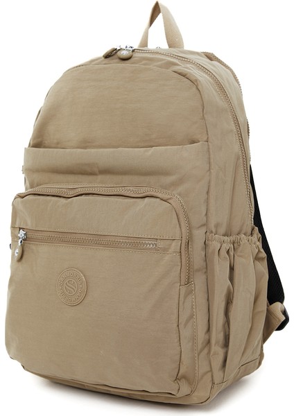 3062 Unisex Suya Dayanıklı Krinkıl Kumaş Çok Gözlü Orta Boy Laptop Okul ve Sırt Çantası