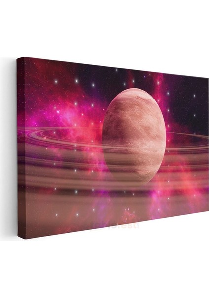 Kozmik Gezegen - Mor Nebula Içinde Görkemli Halkalı Dünya Kanvas Tablo modelleri