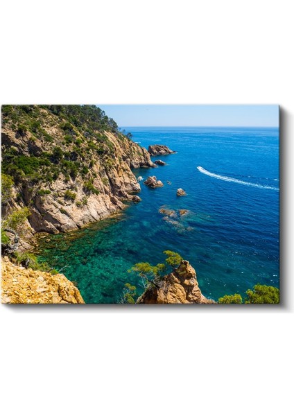 Akdeniz Kıyısı - Berrak Sular ve Kayalık Falezler Kanvas Tablo fiyatları