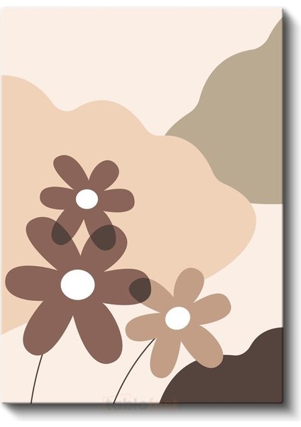 Minimalist Çiçekler - Kahverengi Tonlarında Geometrik Flora Kanvas Tablo fiyatları