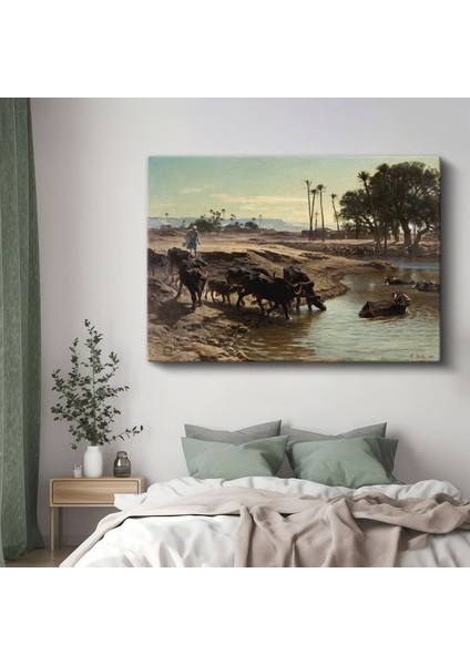 Léon Belly - Nil Kıyısında Kanvas Tablo