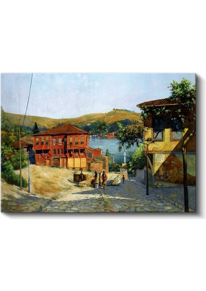 Eski Istanbul - Boğaz Kıyısında Osmanlı Evleri Kanvas Tablo fiyatları