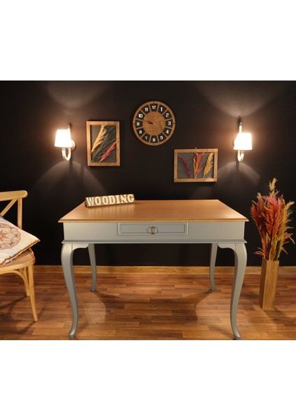 100 cm Çekmeceli Masif Gri Naturel Çalışma Masası