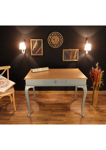 100 cm Çekmeceli Masif Gri Naturel Çalışma Masası fiyatları