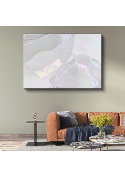 Kristal Yansımalar - Holografik Yarı Saydam Minimalist Formlar Kanvas Tablo