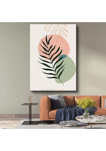 Palmiye Yaprağı - Minimalist Çizgi Sanatı Kanvas Tablo