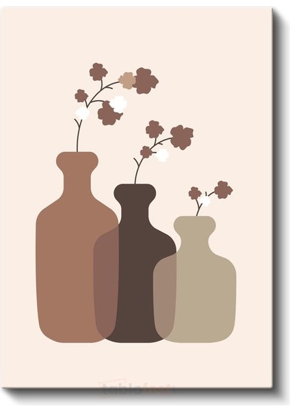 Minimalist Vazolar - Kahverengi Tonları Stilize Çizim Kanvas Tablo fiyatları