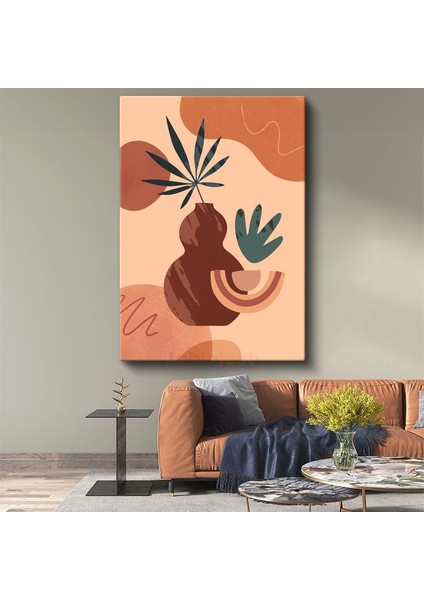 Bohem Vazo - Yaprak Geometrik Harmoni Kanvas Tablo