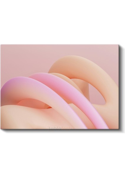 Yumuşak Dalgalar - Pastel Pembe Tonlarında Minimalist Formlar Kanvas Tablo fiyatları