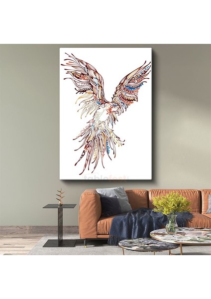 Özgürlük Kartalı - Renkli Çizgilerle Stilize Kuş Deseni Kanvas Tablo