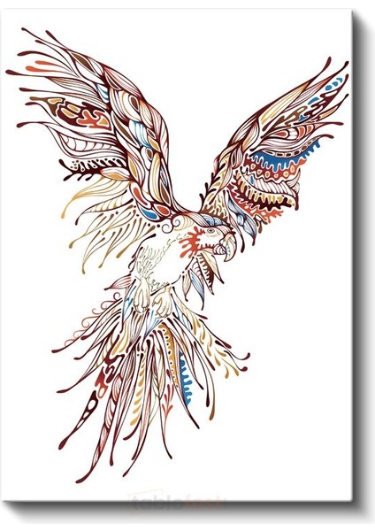 Özgürlük Kartalı - Renkli Çizgilerle Stilize Kuş Deseni Kanvas Tablo fiyatları