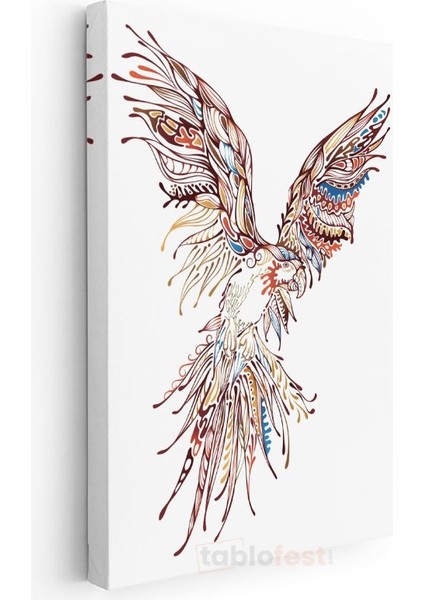 Özgürlük Kartalı - Renkli Çizgilerle Stilize Kuş Deseni Kanvas Tablo modelleri