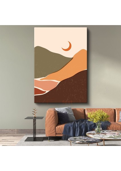 Çöl Hilali - Sıcak Tonlarda Minimalist Manzara Kanvas Tablo